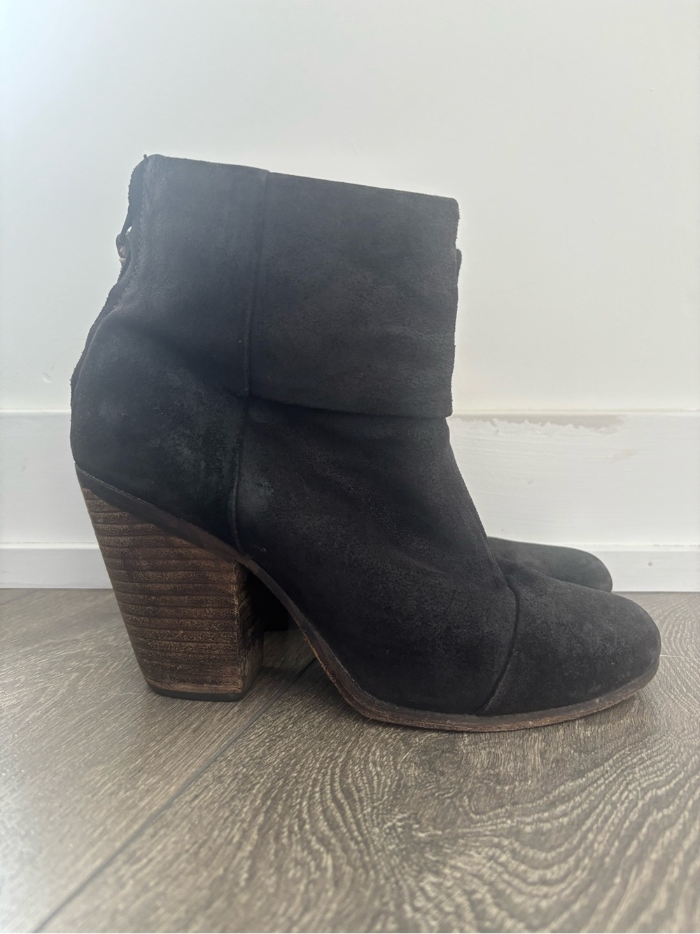 Rag and Bone Classic Newberry Bootie Heeled Boot in black suede